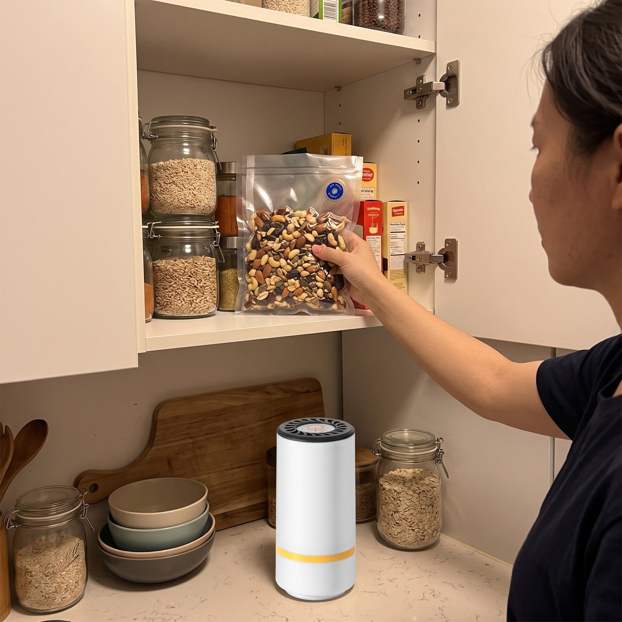 Keepwell in a family kitchen beside portioned groceries