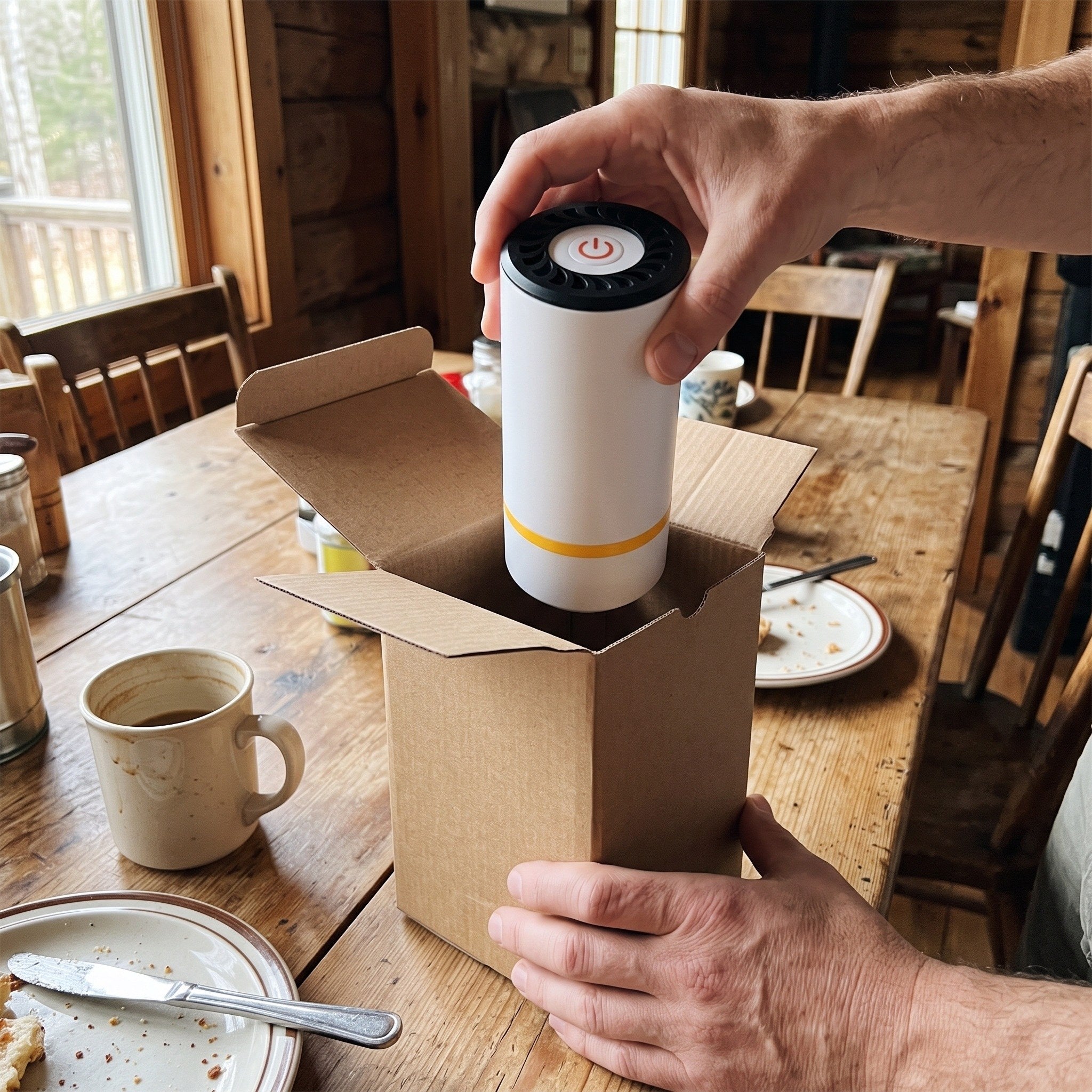 First-use moment with the white Keepwell pump