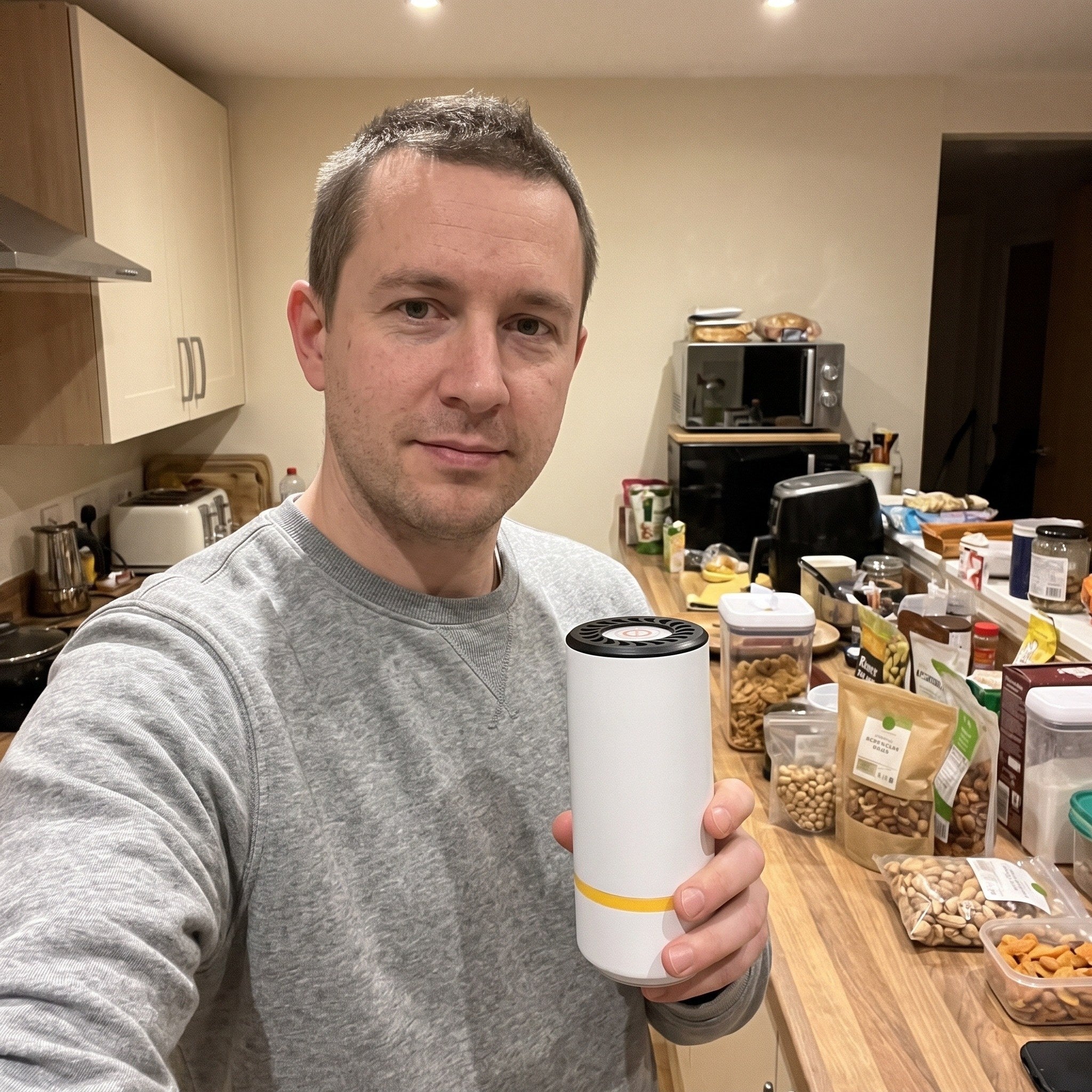 Different owner selfie in an apartment kitchen